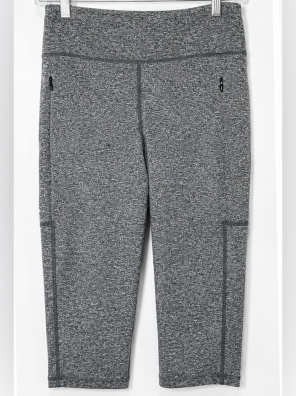J.Jill Fit Gray Heather Petite Capri Leggings Small Zip Pocket Athleisure